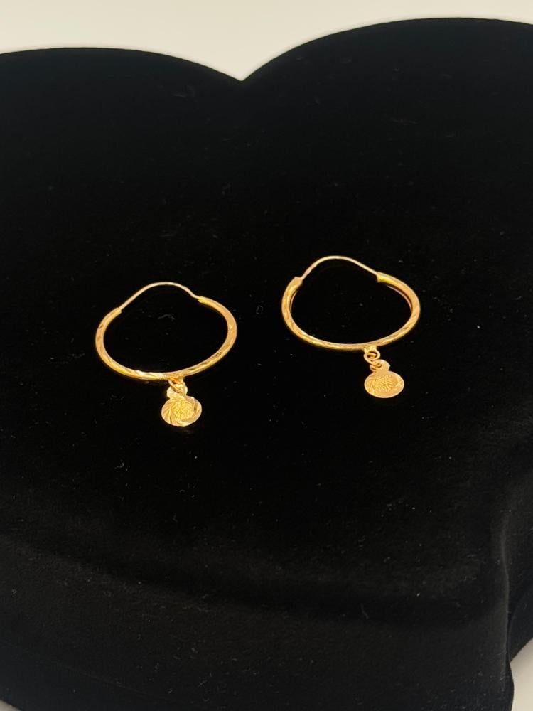 حلق جنيهات ذهب عيار 21 - مجوهرات قصر المدينة للذهب - الدمام