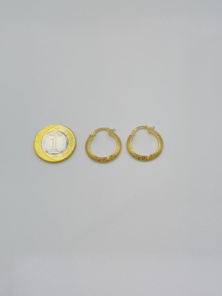 حلق ذهب منقوش عيار 18 - مجوهرات قصر المدينة للذهب - الدمام