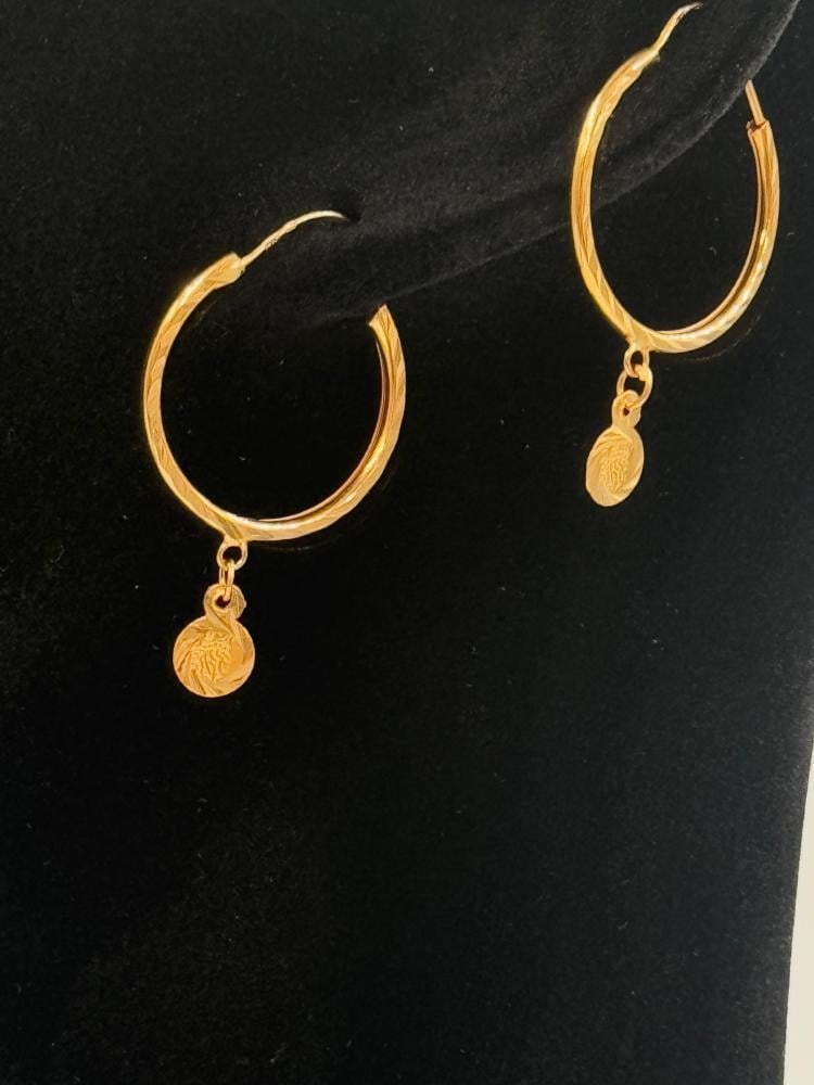 حلق جنيهات ذهب عيار 21 - مجوهرات قصر المدينة للذهب - الدمام