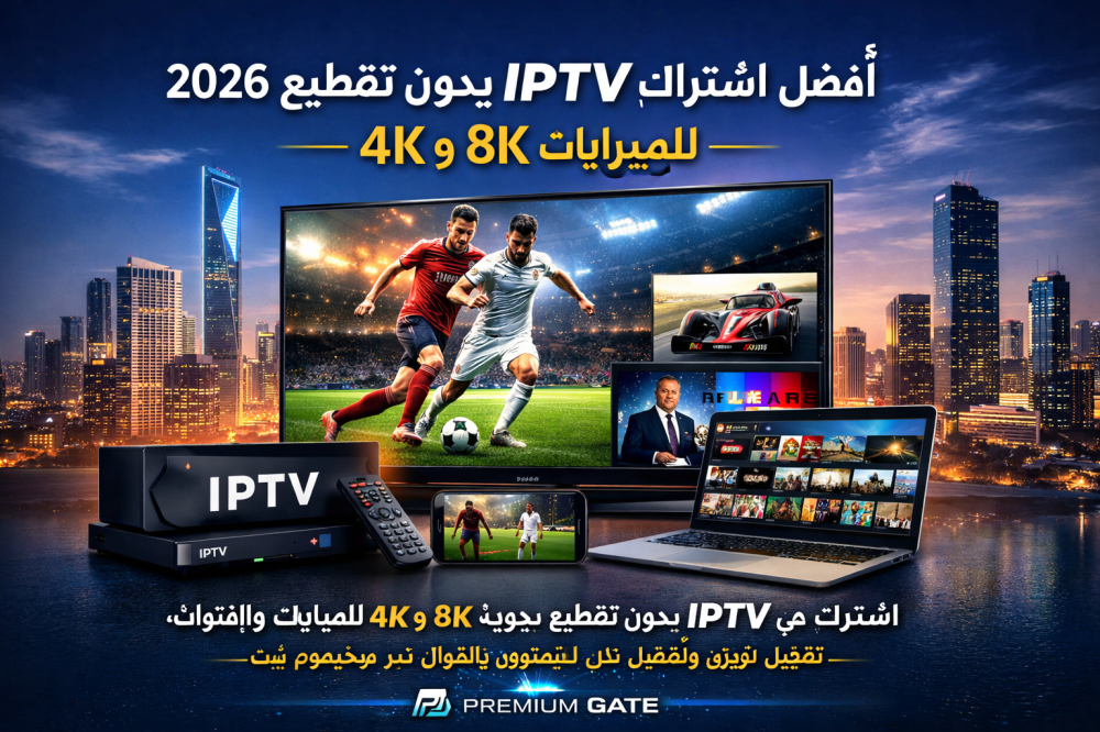 أفضل اشتراك IPTV بدون تقطيع 2026 | 4K و8K للمباريات