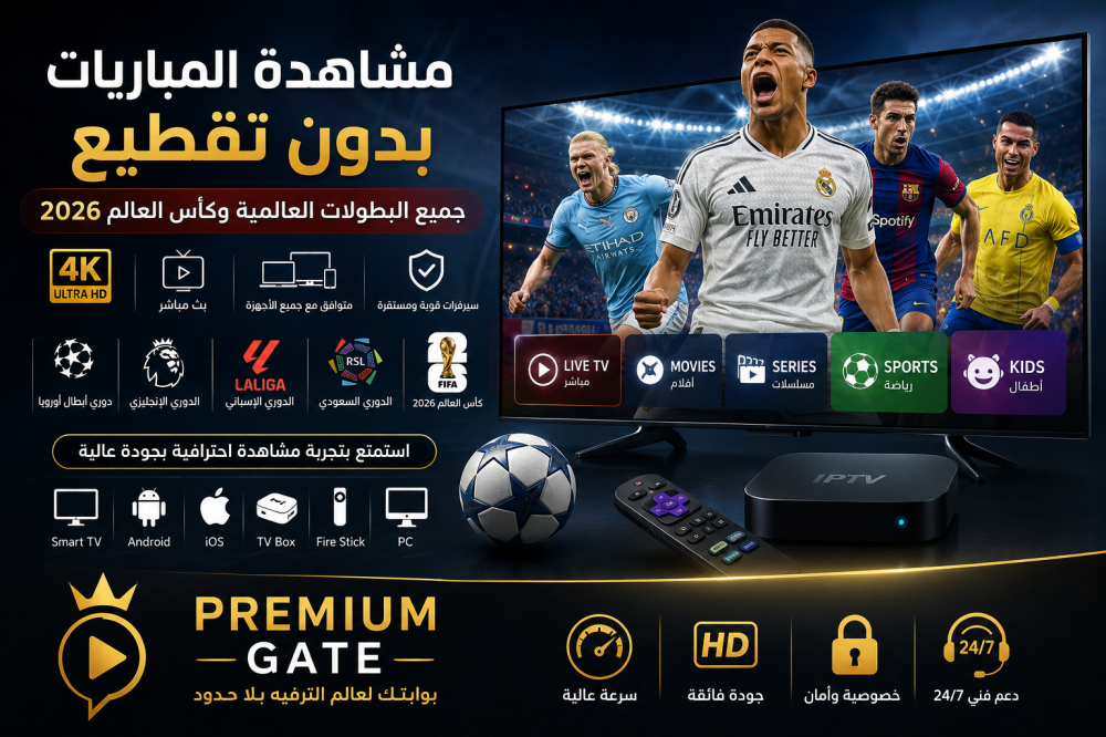 مشاهدة المباريات بدون تقطيع | أفضل IPTV لمتابعة كأس العالم 2026 وجميع