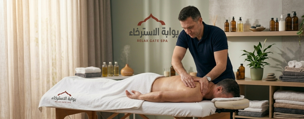 صورة احترافية لجلسة مساج استرخائي للظهر في سبا "بوابة الاسترخاء" (Rela