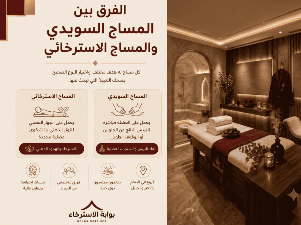 مقارنة بين المساج السويدي والمساج الاسترخائي في مركز بوابة الاسترخاء