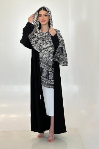 عباية كريب أسود/طرحة بوال هندي