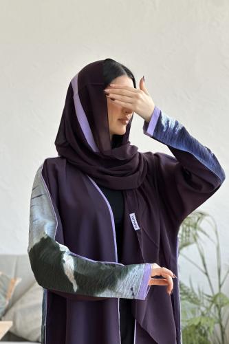 عباية كريب مغسول موف مع قطن