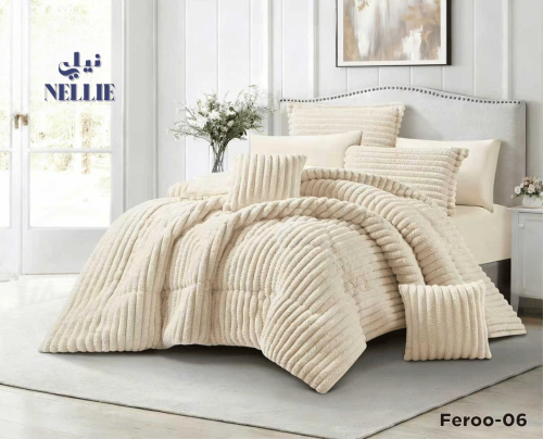 مفرش FEROO الشتوي | فرو ناعم فاخر نفرين 8 قطع