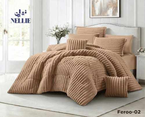 مفرش FEROO الشتوي | فرو ناعم فاخر نفرين 8 قطع