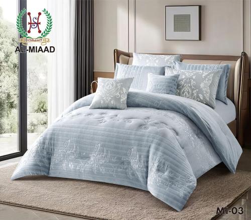 مفرش 8 قطع , لحاف نفرين , تلبيسة مخدة , شرشف مطاطي , رين , مخمل , فخام