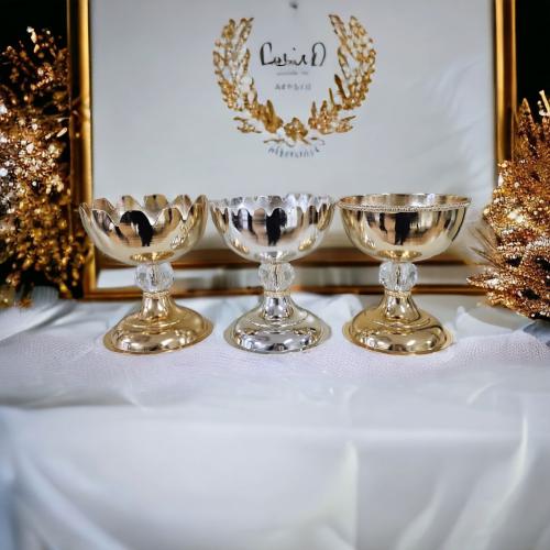 طقم مباخر ثلاثي فاخرة و أنيقة باللونين الفضي و الذ...
