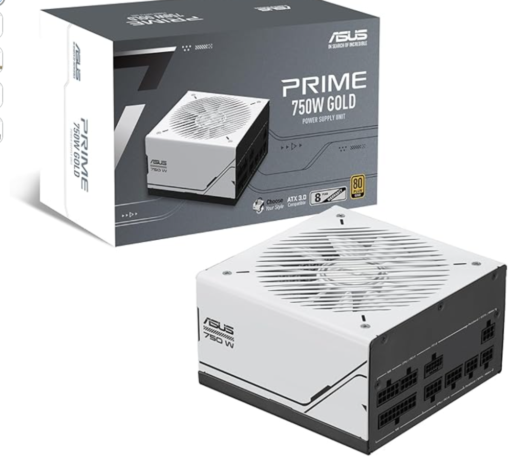 POWER SUPPLY TO FIT ASUS PRIME AP-750G 80+ GOLD 750W PCIe 5.0 and ATX 3.0