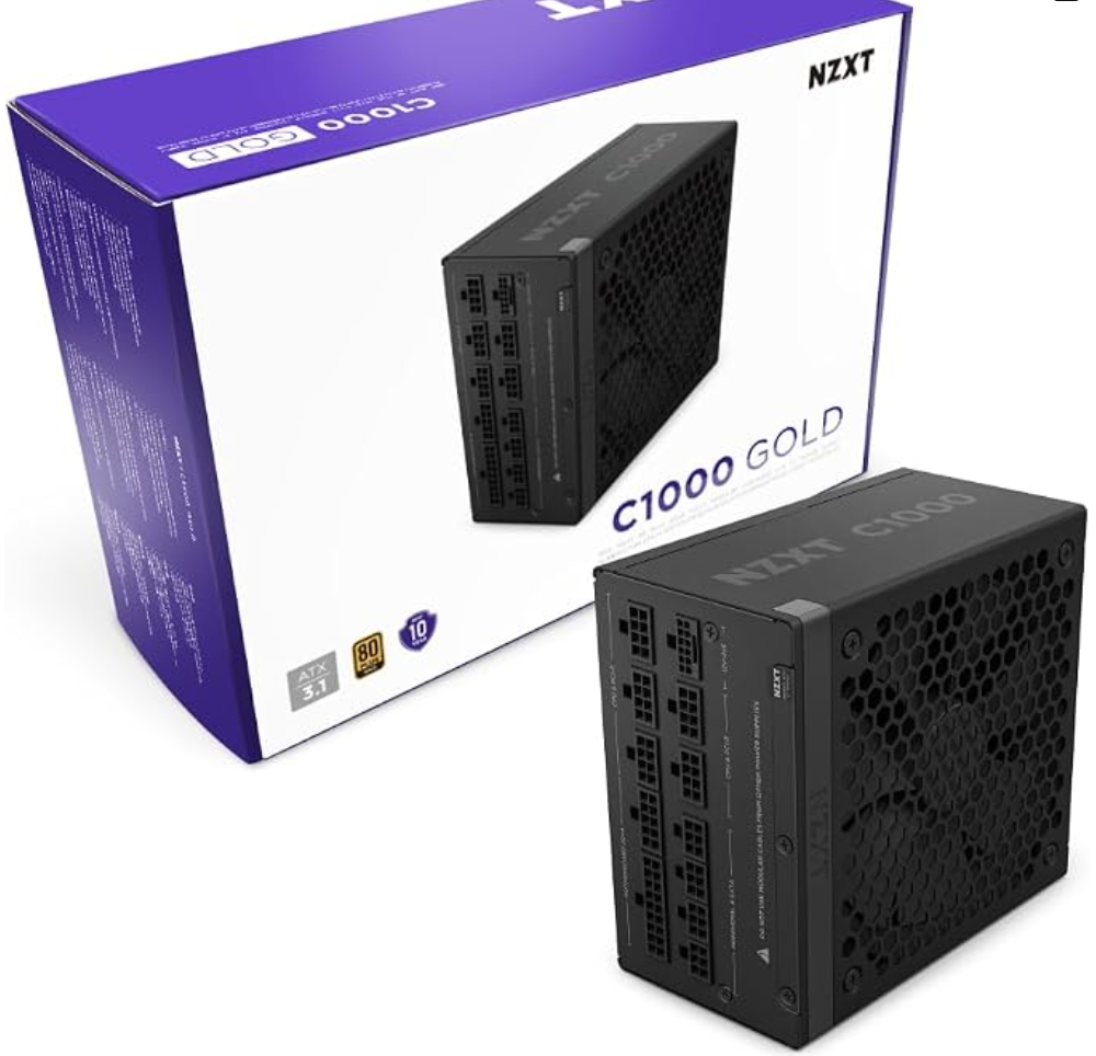 NZXT C1000 Gold ATX 3.1 (2024) - Fully Modular Low-Noise PC Gaming Power Supply - 1000 Watts - 80 Plus Gold