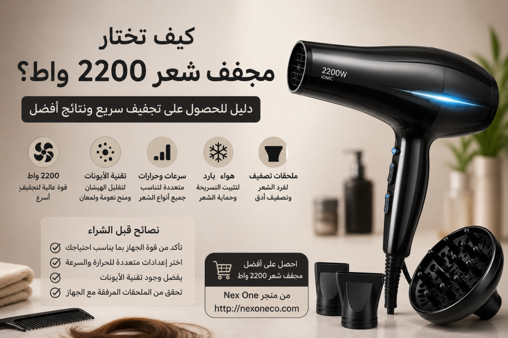 كيف تختار مجفف شعر 2200 واط؟ دليل للحصول على تجفيف سريع ونتائج أفضل