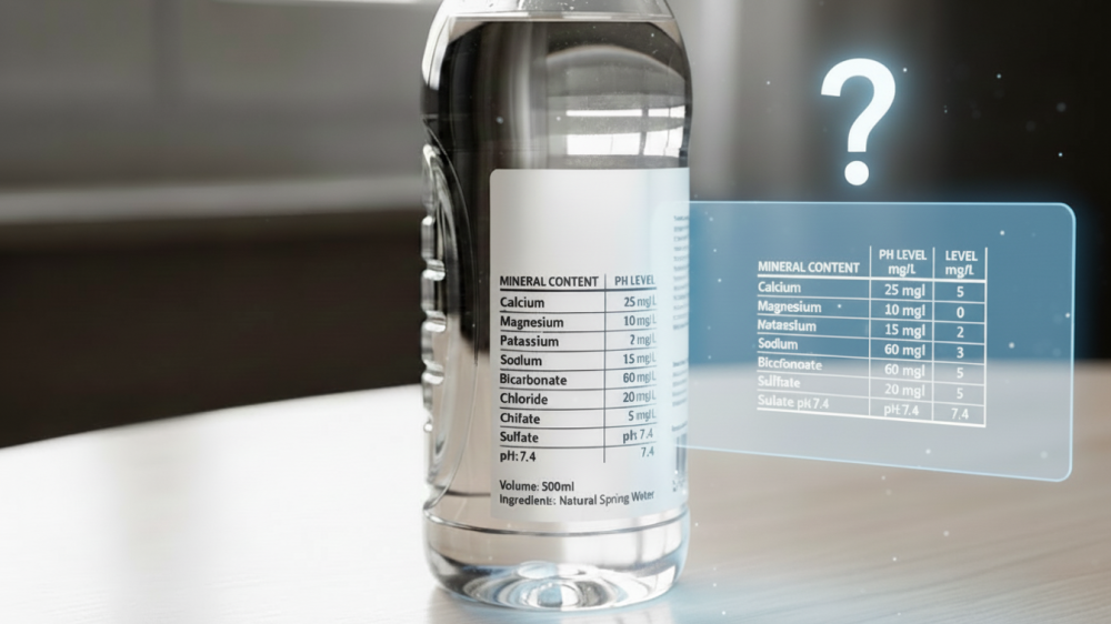 عن ماذا يتحدث الجدول على عبوة الماء؟