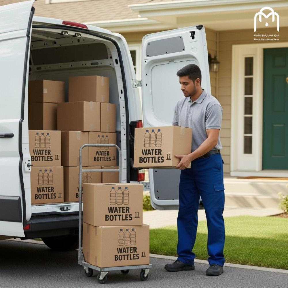 توصيل كراتين مياه للمنازل بطريقة مريحة وسريعة للاستخدام اليومي