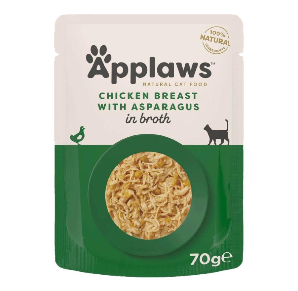 أبلاوز اظرف دجاج مع الهليون والارز في المرق للقطط 70جرام