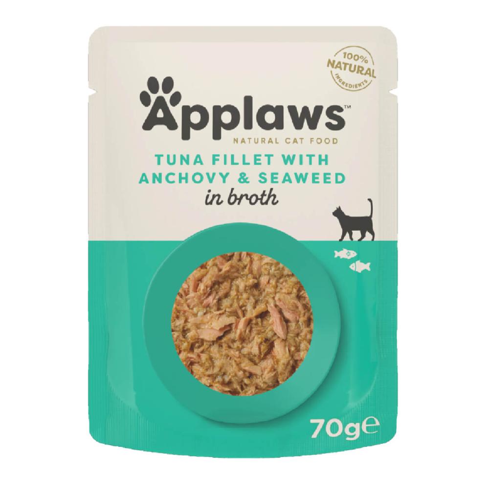 ابلاوز أظرف طعام رطب للقطط بنكهة تونا مع سمك الانشوفة في المرق 70جرام
