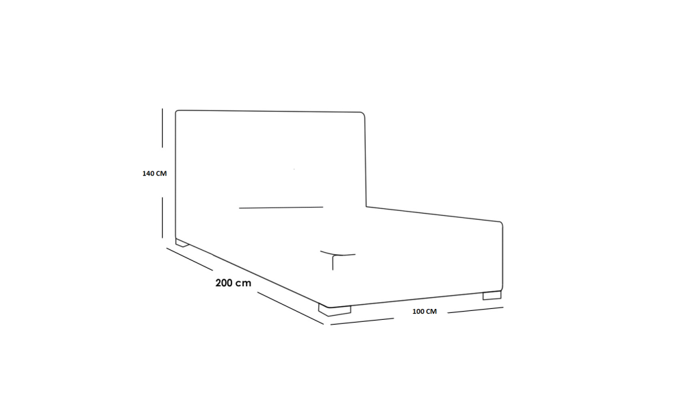 سرير خشب MDF و  سويدي مع قماش شانيل أزرق، أبعاد 140x100x200 سم