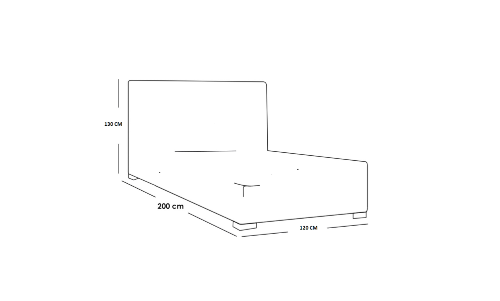 سرير خشبي 200x120 سم بارتفاع 130 سم - مصنوع من خشب سويدي و MDF مع قماش مخمل ازرق فاخر