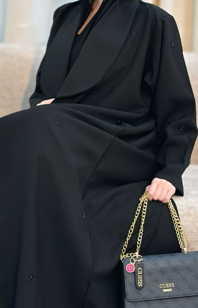 عباية بليزر بشك يدوي اسود 64