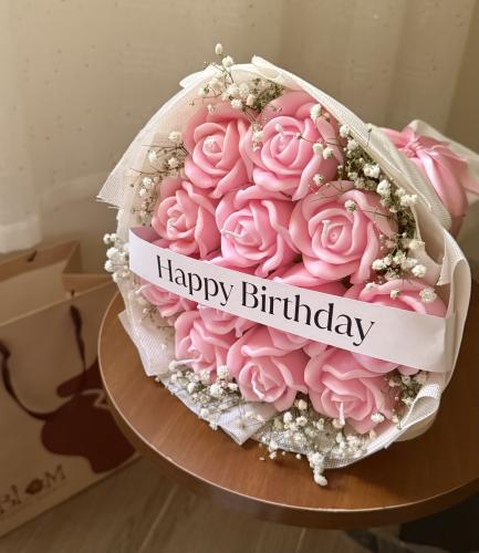 Birthday candles bouquet-pink