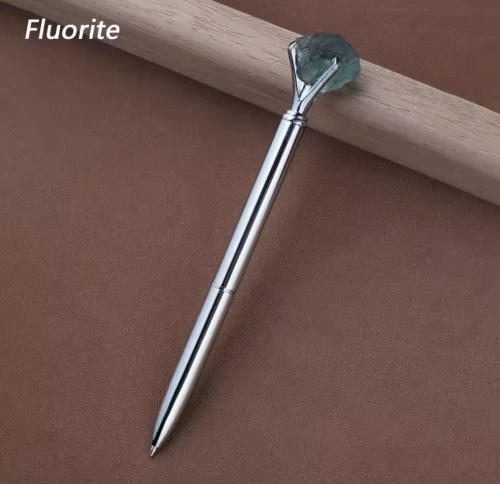 أقلام بحجر FLIUORITE الأزرق مع حامل للقلم