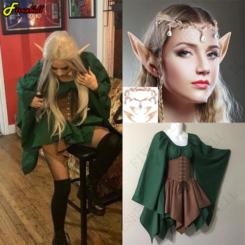 S-5XL Adult Women Medieval Elf Fairy Elven Costume...