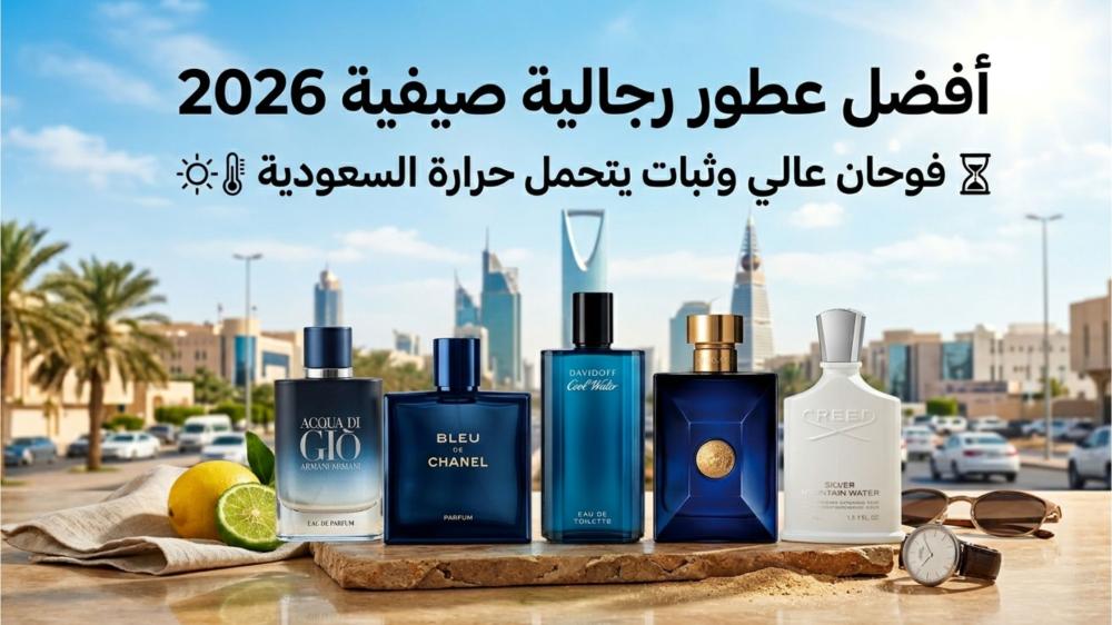أفضل عطور رجالية صيفية 2026 | فوحان عالي وثبات يتحمل حرارة السعودية