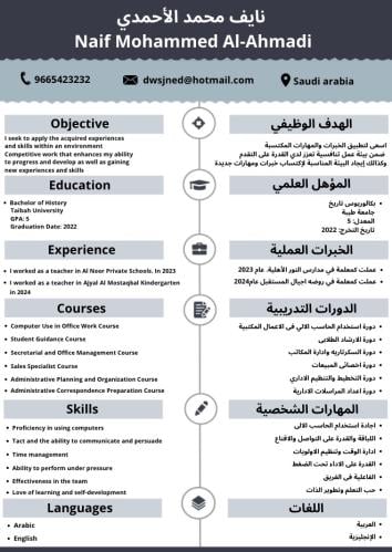 قالب سيرة ذاتية مدمجة لغتين قابل للتعديل والاضافة