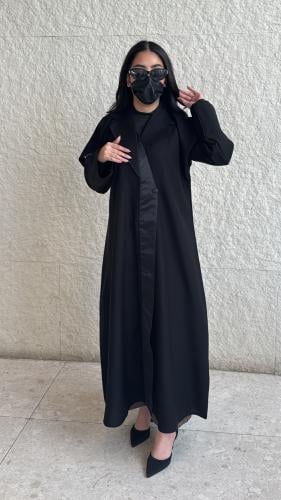 عبايه نص كلوش قماش لمار كوري تدخيله تفته لماع - M5...