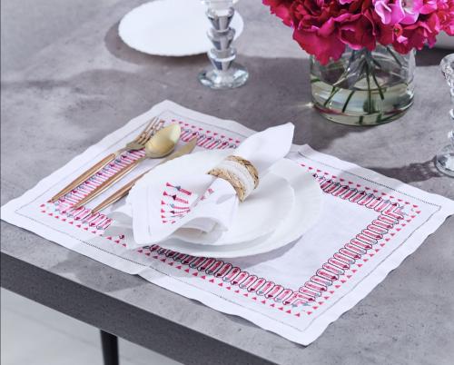 Red embroidery placemats and napkin
