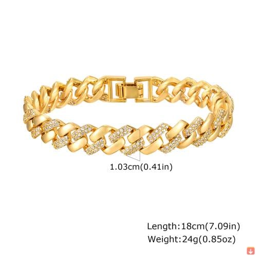 مشبك ورق سلسلة سوار 14K مطلية بالذهب