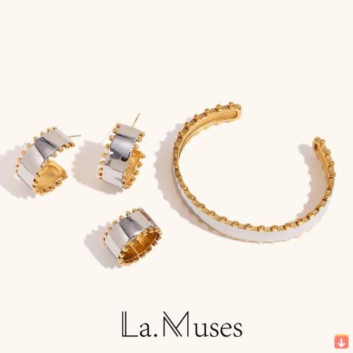 طقم اساور واقراط Muses مزيج اللون جولة حبة حافة ال...
