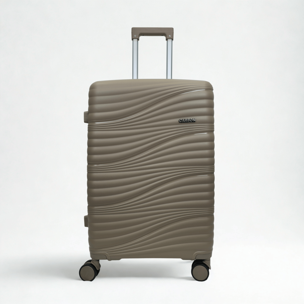 طقم حقائب سفر 3 قطع ضد الكسر بني فاتح