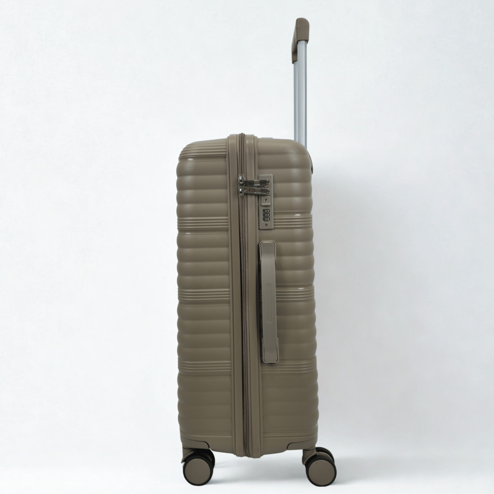 طقم حقائب سفر 3 قطع ضد الكسر بني فاتح