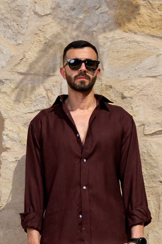 Burgundy Linen Shirt