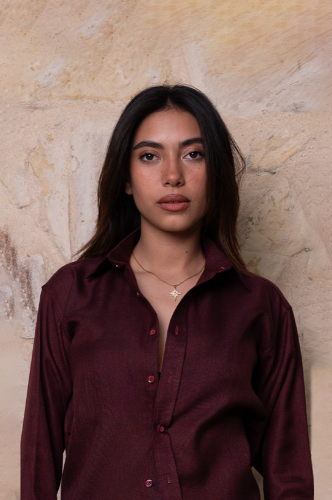 Burgundy Linen Shirt Women