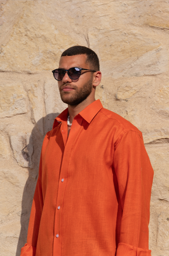 Orange Linen Shirt