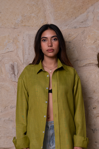 Lime Green Linen Shirt Women