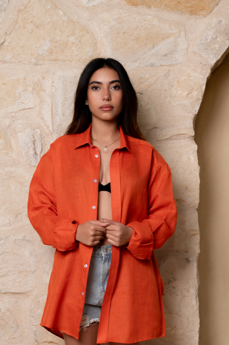 Orange Linen Shirt