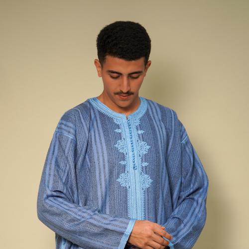 قفطان الأصالة تطريز سلطاني - أزرق غامق