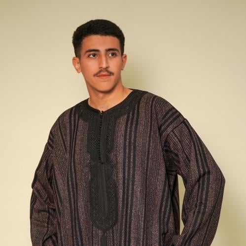قفطان الأصالة تطريز سلطاني عريض - بني