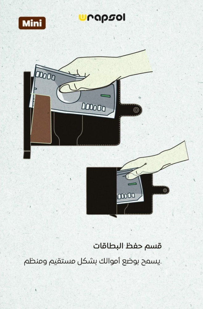 محفظة ذكية بآلية سحب بطاقات – جلد أسود أنيق