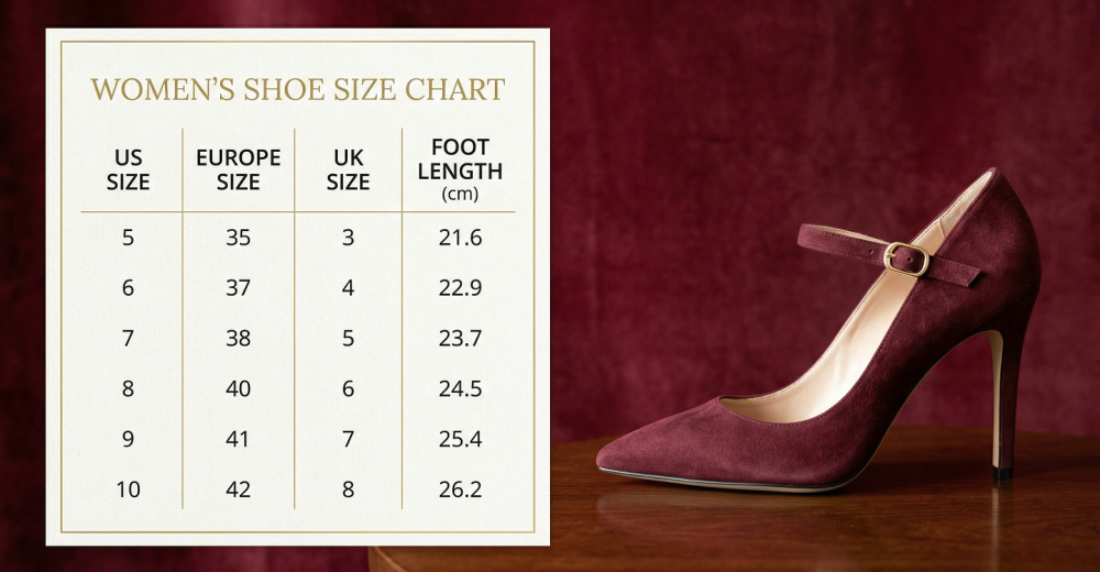 جدول مقاسات الحذاء