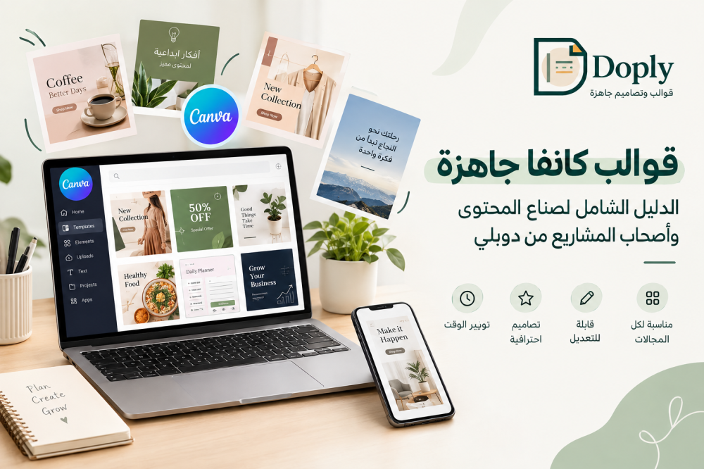 قوالب كانفا جاهزة لصناع المحتوى وأصحاب المشاريع | دوبلي