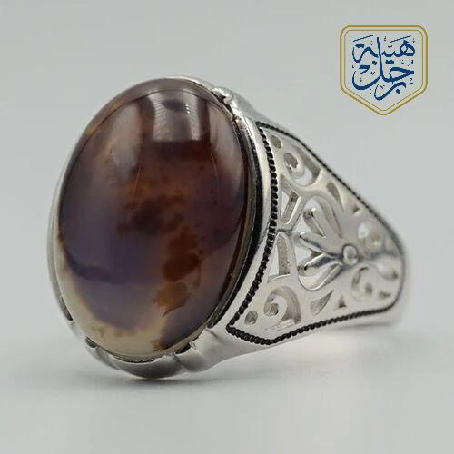خاتم فضه عيار 925عقيق نادر جداً