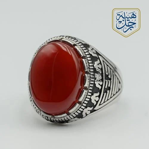 خاتم فضة عيار 925 عقيق كبدي