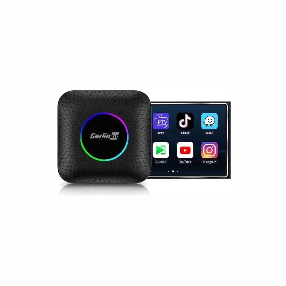 كارلينكيت مشغل Carplay لاسلكي نظام اندرويد 13 بسعة 128GB مع 8GB ذاكرة عشوائية يدعم 4G LTE اصدار LED