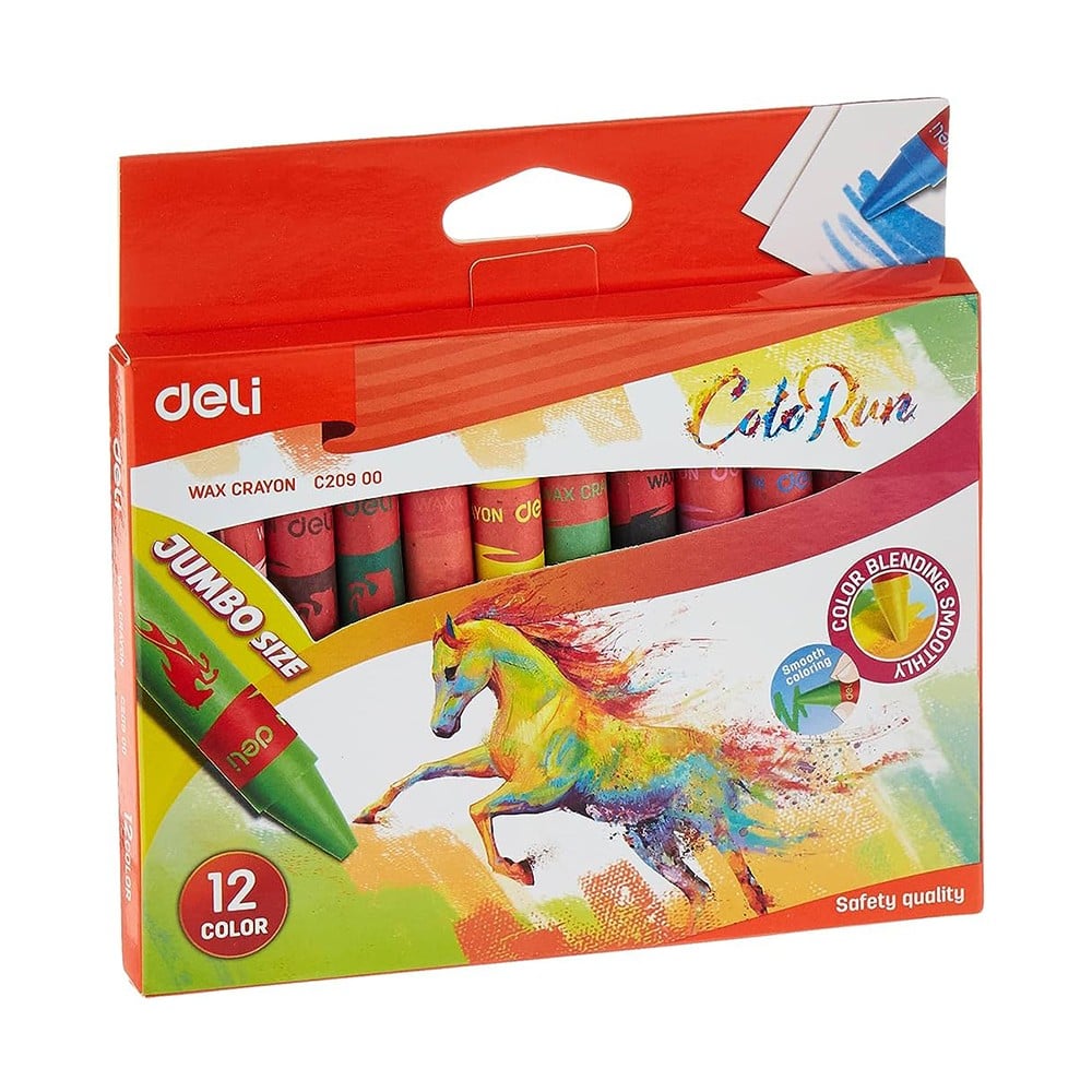 ألوان شمعية 12 لون وسط - DELI