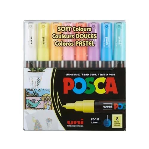 مجموعة 8 أقلام تخطيط ملونة باستيل بوسكا - uni ball