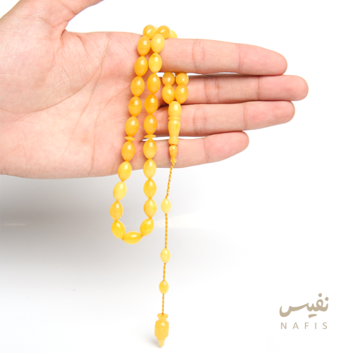 سبحة كهرمان اصفر صنوبري
